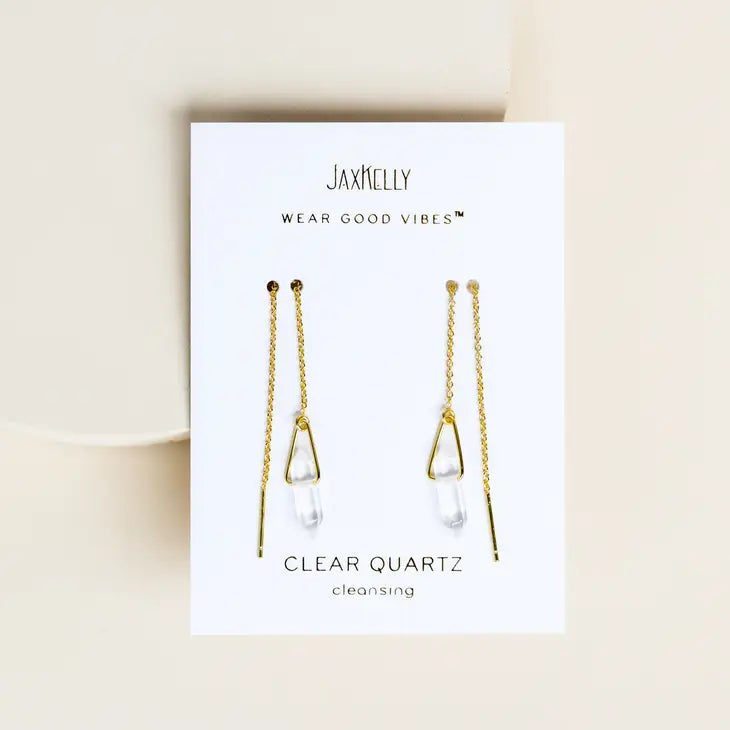 Threader Earrings - Clear Quartz