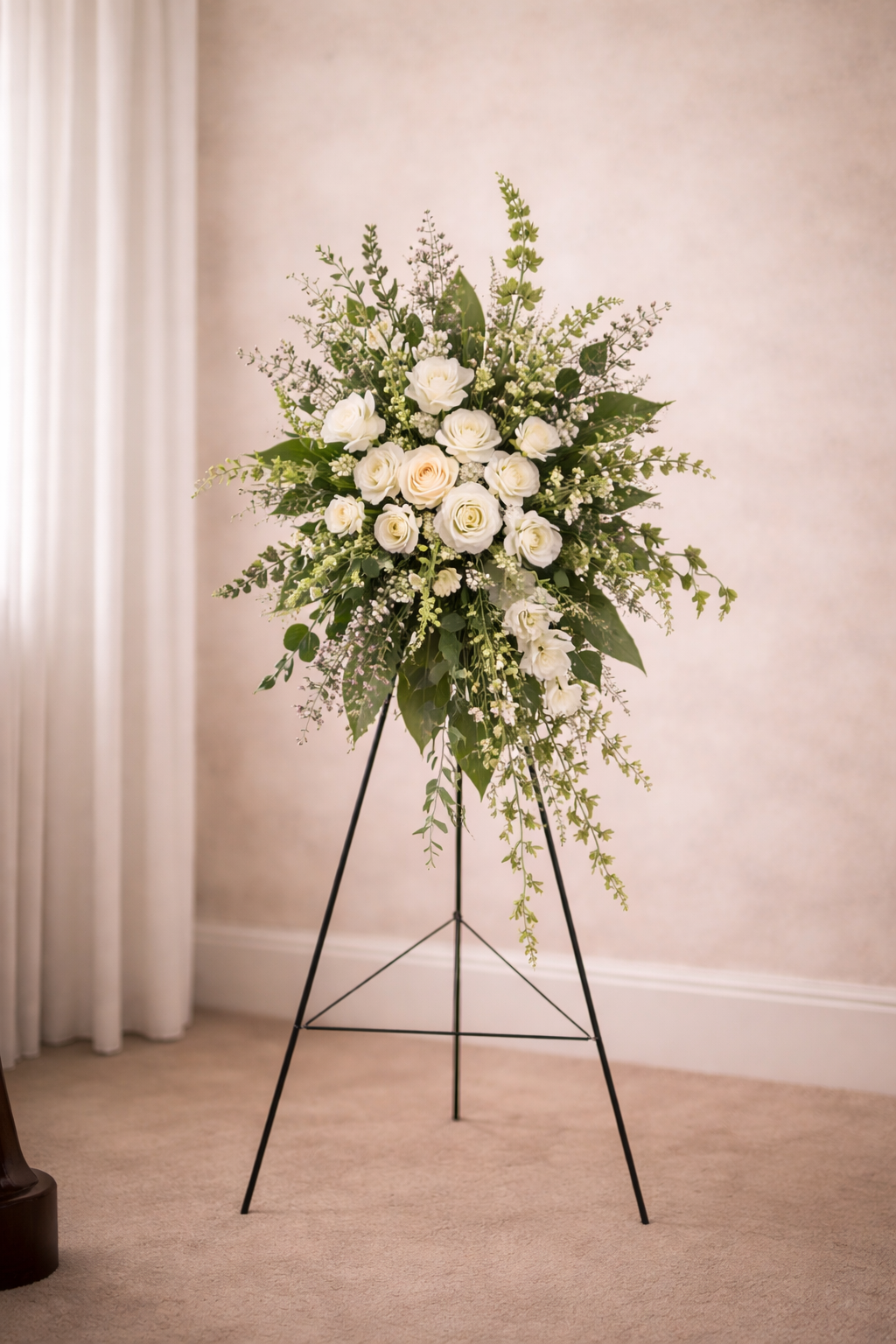 Floral arrangement on a stand
