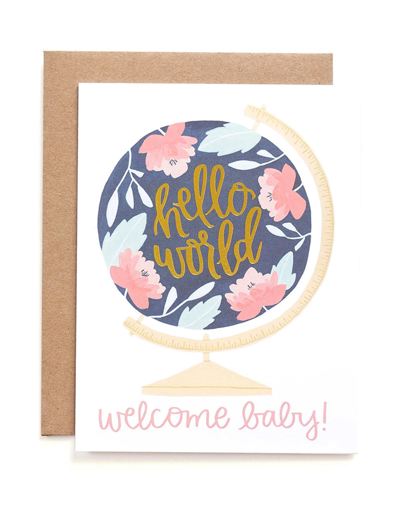 New Baby Card: Welcome Baby Globe