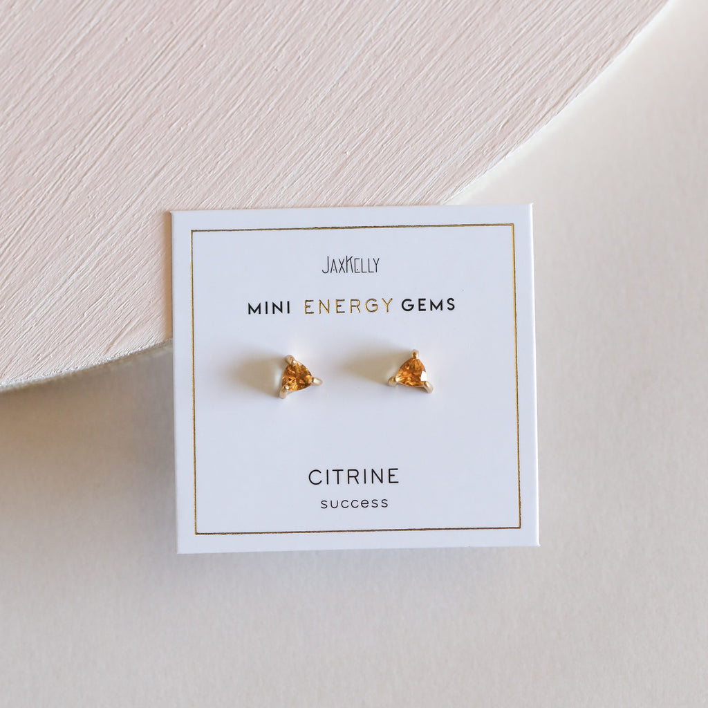 Mini Energy Gem Earrings - Citrine