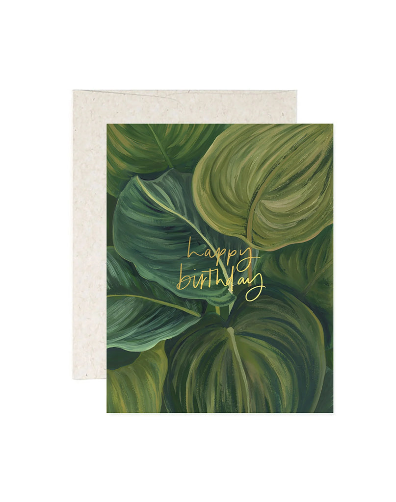 Birthday Card: Green Leaves