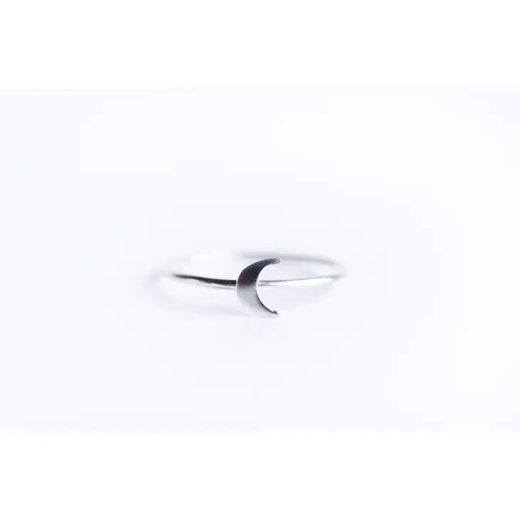Sterling Dainty Silver Moon Ring